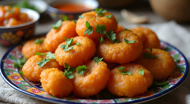 Delicious Homemade Sweet Potato Dumplings: Vibrant Autumnal Food Photography