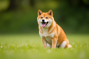 Happy Shiba Inu in Outdoor Park