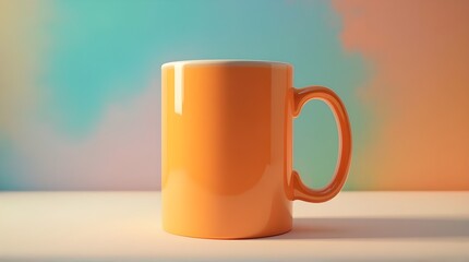 Blank Orange Coffee Mug with Colorful Gradient Background