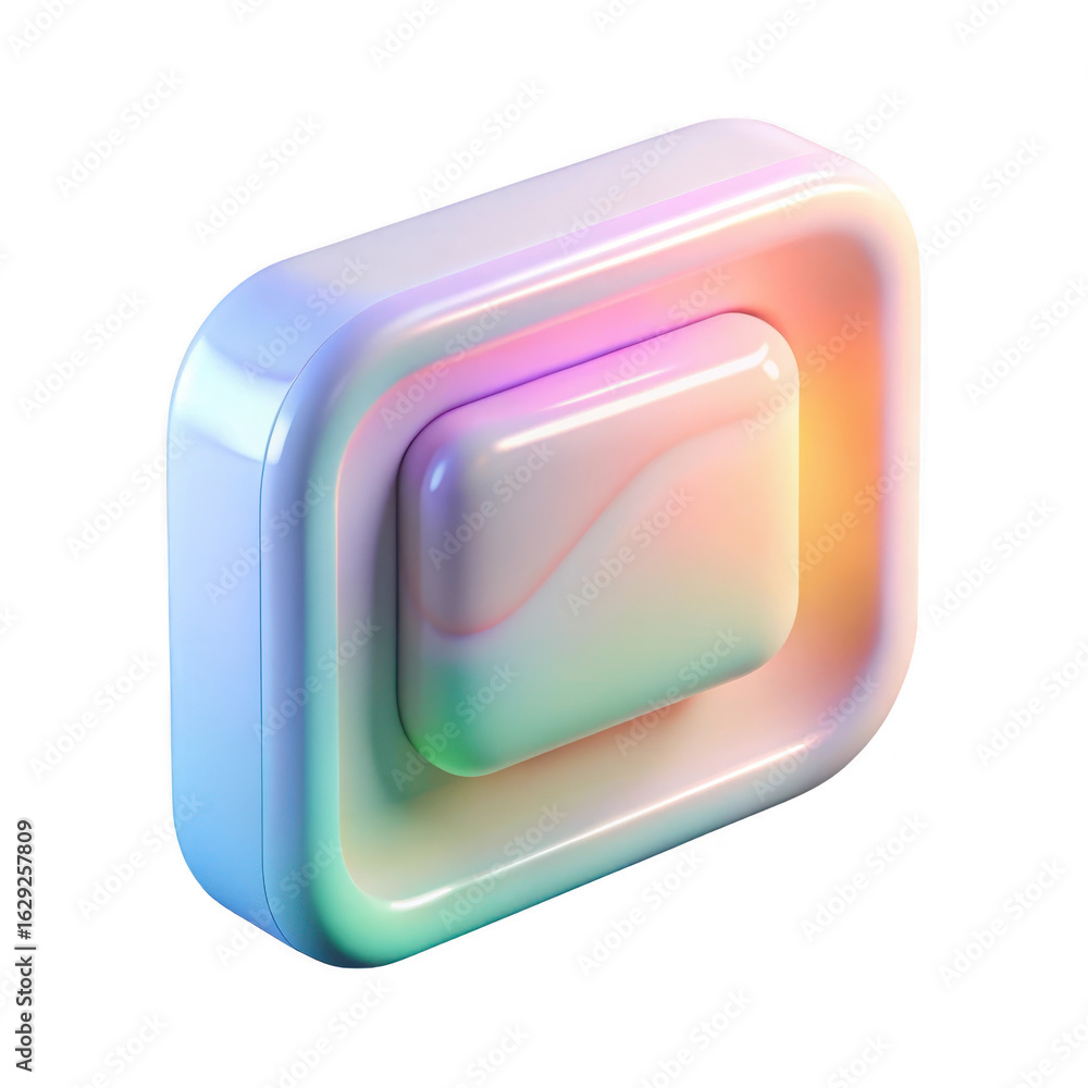 Poster 3d pastel gradient button icon isolated on transparent background