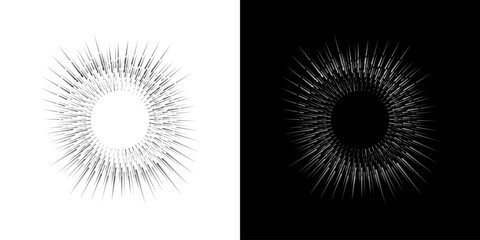 Dynamic abstract spiral sound wave rhythm lines. Circular spiral sound wave rhythm of lines. Circular futuristic abstract lines, black and white background.