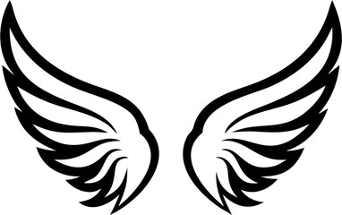 Obraz premium Bold Black Wings: Abstract Stylized Avian Symbol, Freedom, Power, and Flight Concept.
