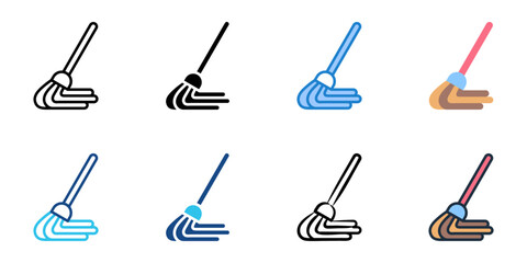 Mop icon set multiple style collection 

