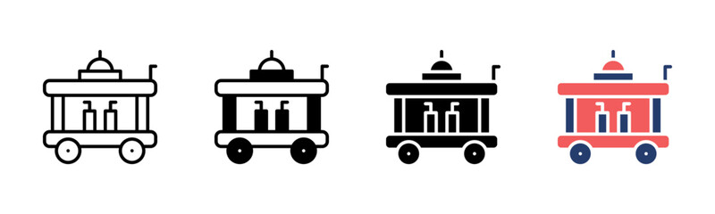 Food Trolley icon sheet multiple style collection