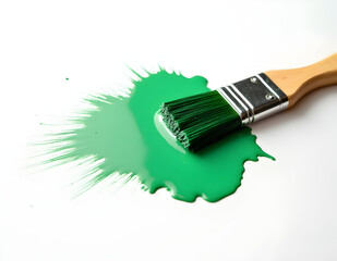 Green paint and brush
