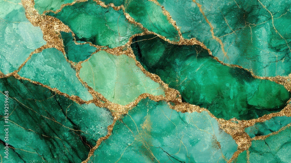 Poster this captivating green marble surface features unique patterns and textures, highlighted by shimmeri
