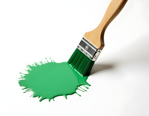Green paint and brush
