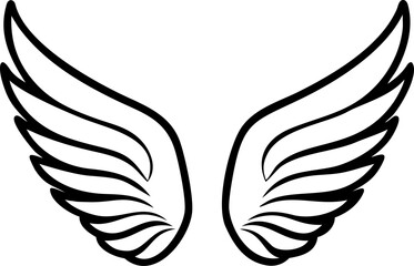 Bold Black Wings: Abstract Stylized Avian Symbol, Freedom, Power, and Flight Concept.