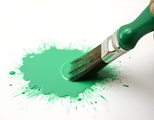 Green paint and brush