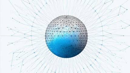 Futuristic sphere with connected network of lines