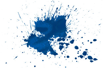 Blue splash watercolor brush isolated on transparent background