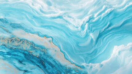 Fototapeta premium Paint mixed meticulously to create a calming abstract design with swirling blue tones and delicate gold highlights. This artwork evokes feelings of peace and serenity.