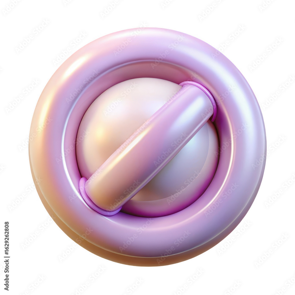 Poster abstract 3d iridescent sphere with ring isolated on transparent background