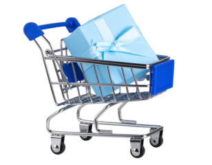 Modern Shopping Trolley with Gift Box – Blue Color Theme – PNG (2)