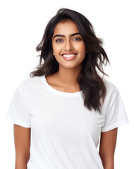 Obraz na płótnie Canvas Woman portrait t-shirt smiling.