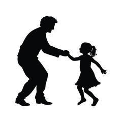 Father and Daughter Sharing a Dance in Silhouette Against a White Background