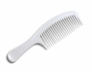 White plastic hair comb for styling and detangling hair isolated