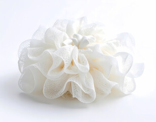 White bath sponge shower pouf loofah for exfoliating skin care routine