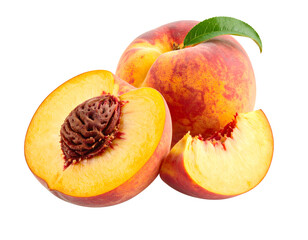 Fresh Whole and Sliced Peaches Showing Vibrant Color and Juicy Texture