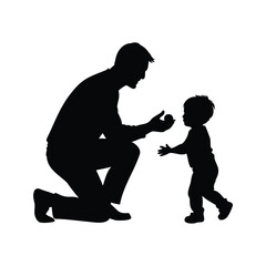 A touching silhouette of a father interacting with his young child