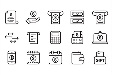 Flat Outline Icons for Delivery, Strategy, and E-Commerce Fulfillment