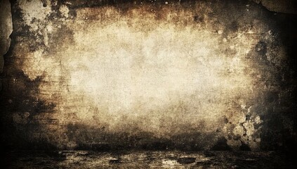 Fototapeta premium Aged, textured background; dark brown, tan center; stained, distressed edges; grunge style; subtle vignette