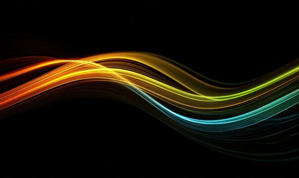 Colorful Light Trails Flowing on Dark Background, Energy and Motion