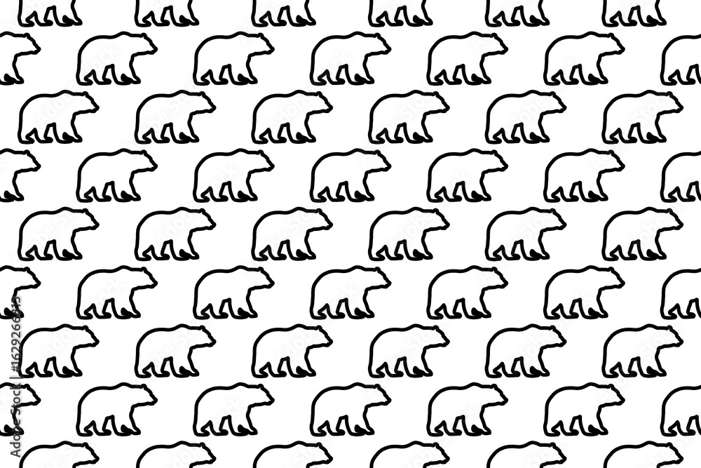 Poster seamless pattern completely filled with outlines of bear icons. elements are evenly spaced. illustra