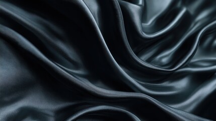 Obraz premium The deep, dark silk fabric flows gracefully, reflecting light in subtle waves, highlighting its soft texture and luxurious appearance. Perfect for elegant designs and decor.