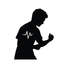 Silhouette of a man with a heart beat graphic on his chest