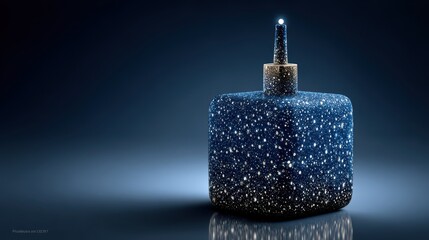 Obraz premium Elegant Blue Cosmetic Bottle with Stars and Glow Effect