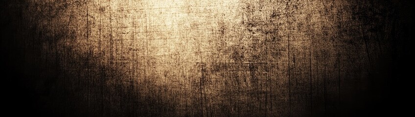 Obraz premium Abstract textured background with a central light source, transitioning from a light beige to dark brown, creating a vignette effect, showing a rough, possibly metallic, surface