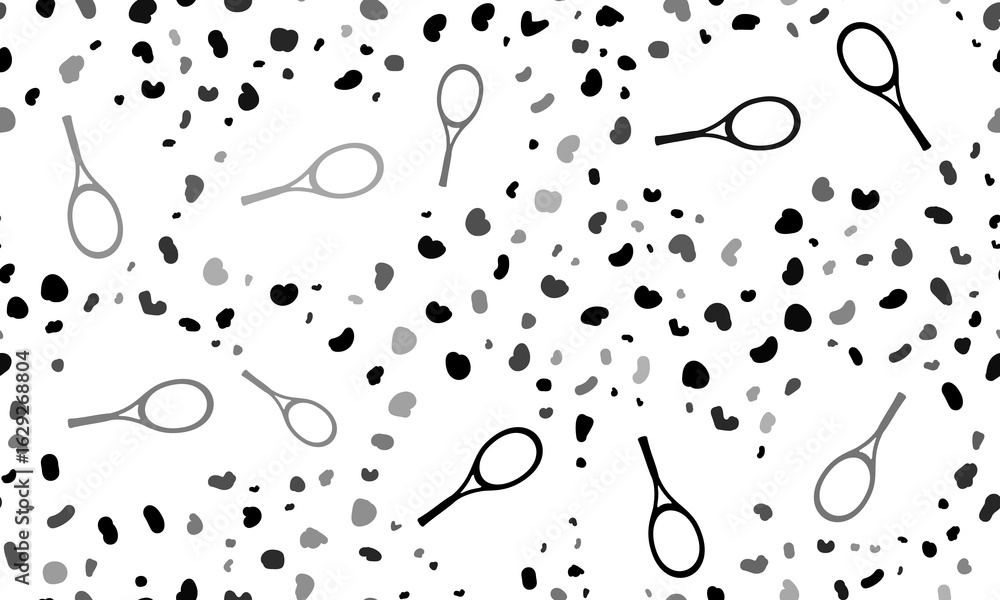 Poster abstract seamless pattern with tennis racket symbols. creative leopard backdrop. illustration on tra