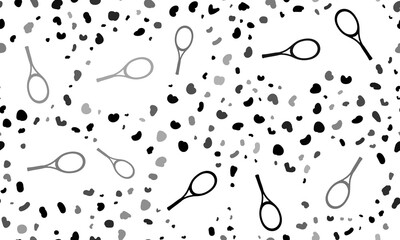 Abstract seamless pattern with tennis racket symbols. Creative leopard backdrop. Illustration on transparent background