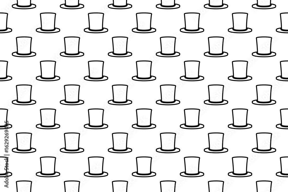Poster seamless pattern completely filled with outlines of top hat symbols. elements are evenly spaced. ill