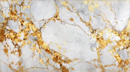 Naklejka premium This display features a stunning white marble surface adorned with golden veining, showcasing a blend of elegance and sophistication ideal for interior design.