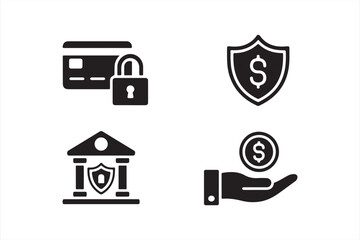 Flat Design Icons for Safe Online Transactions and Financial Trust