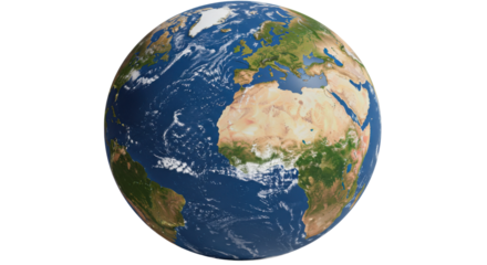 Earth globe showing Europe and Africa isolated PNG with Transparent Background