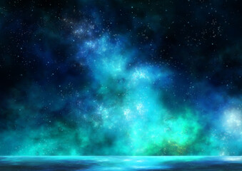 美しい星空と星空が反射する綺麗な海