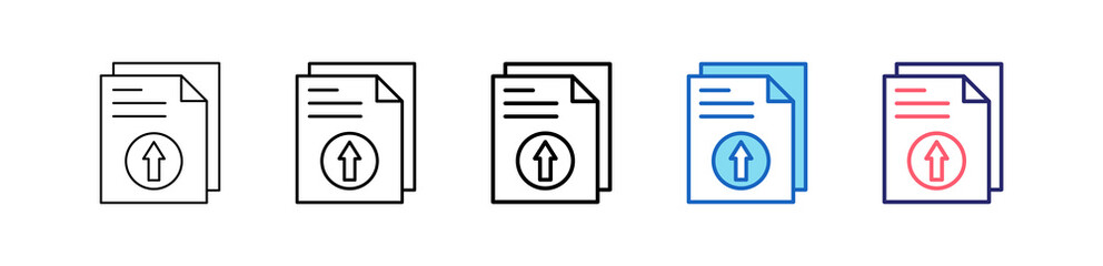 Upload Icon In 5 Different Styles Set Collection.   