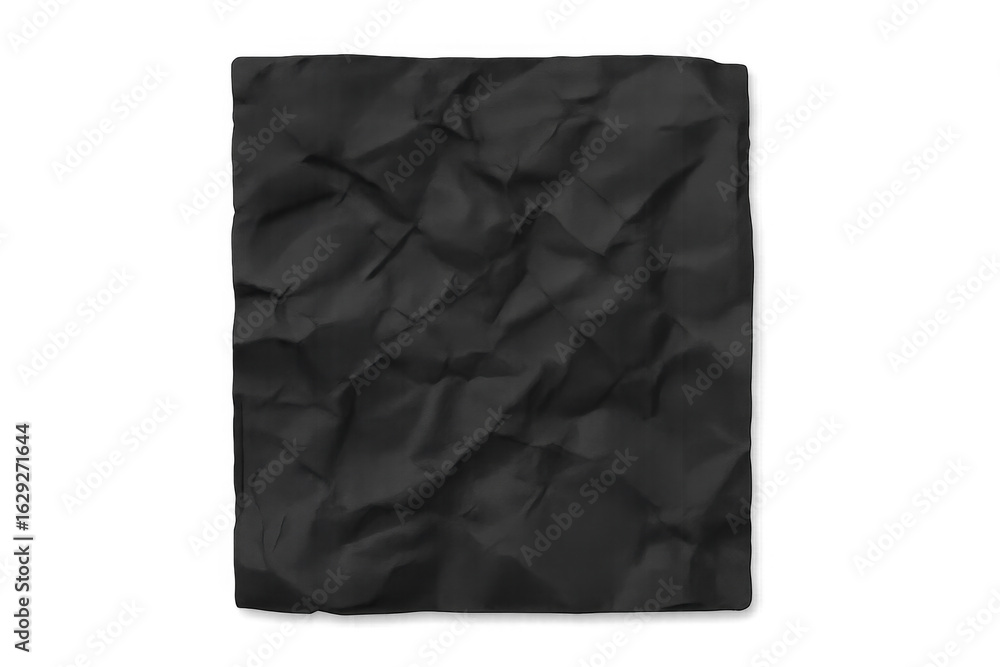 Poster crumpled black paper casting transparent shadows, creating textured surface with raw geometric shado