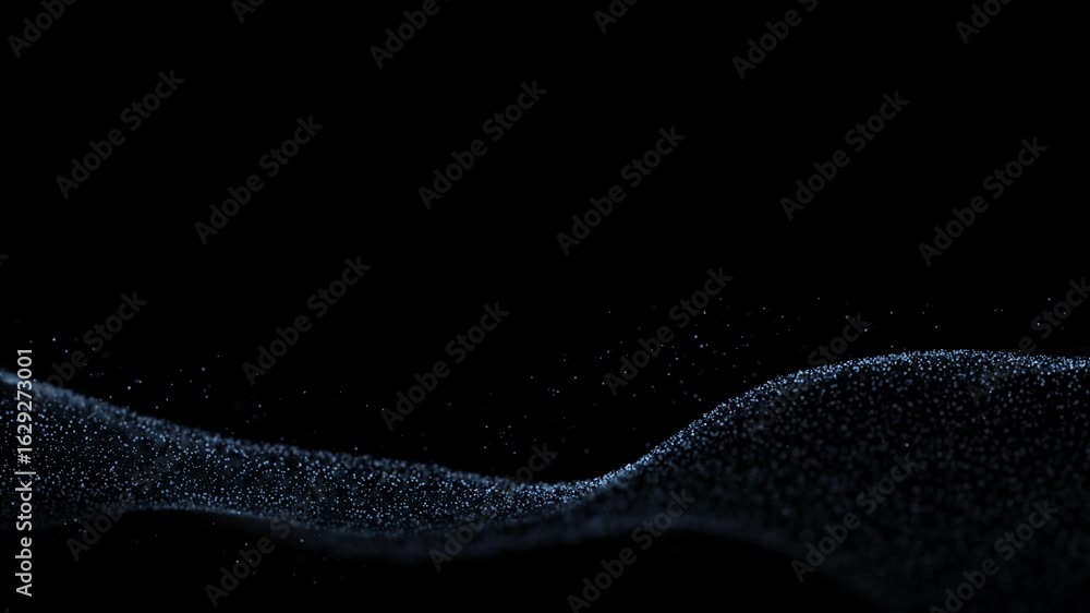 Canvas Prints beautiful blue dotted waves motion with flying particles loop background.