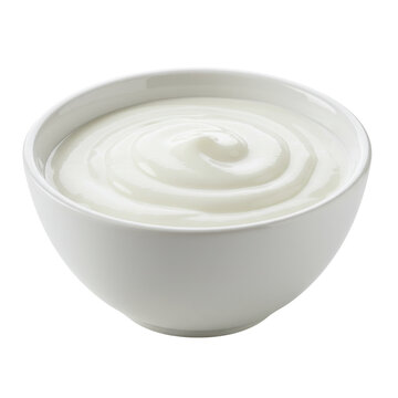 Bowl of delicious plain yogurt isolated PNG with Transparent Background