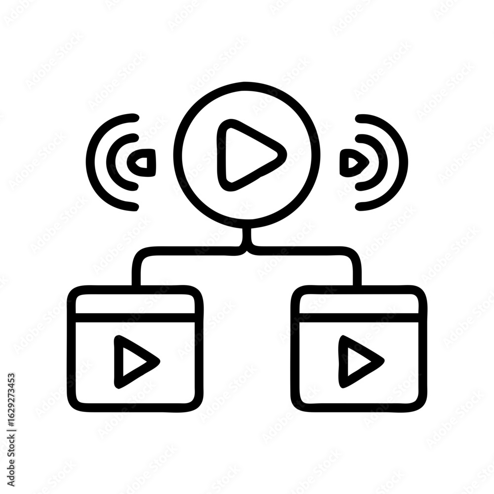 Poster video streaming service platform icon for online content distribution and broadcasting media system