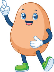 cute cartoon potato with hand pointing up with friendly expression