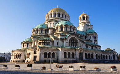 Obraz premium View of Patriarchal Cathedral of Saint Alexander Nevski in Sofia, Bulgaria