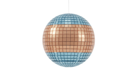 Disco ball with light blue and peach colored tiles isolated PNG with Transparent Background