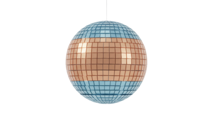 Disco ball with light blue and peach colored tiles isolated PNG with Transparent Background