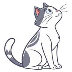 Naklejka premium Vector art of cute cartoon cat sitting and looking up isolated on white background