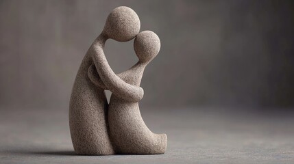 Two figures embracing in a loving pose.